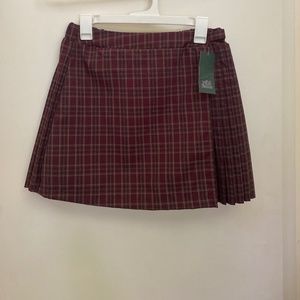 Burgundy Plaid Skirt
